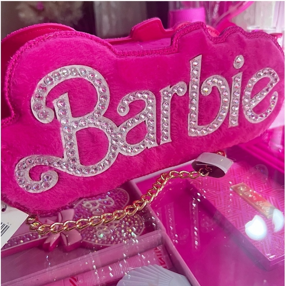 Barbie Logo Fuzzy Bedazzled Crossbody Bag 💗